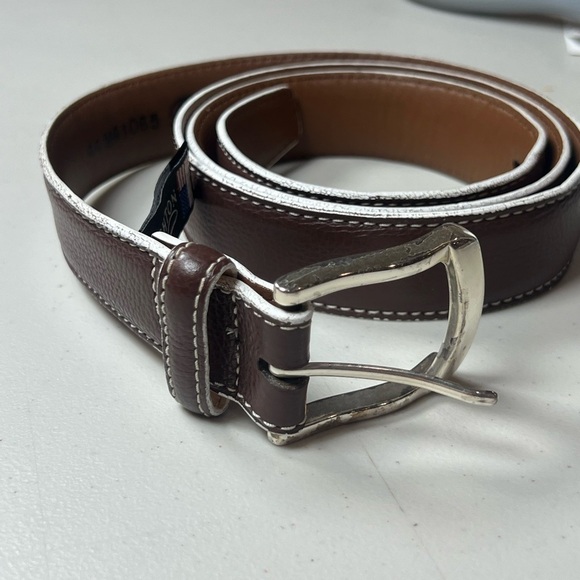 Brighton Hand Made in USA Men’s Size 44 Brown Leather Designer Belt Pebble - Picture 1 of 15